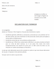 Déclaration sur l'honneur